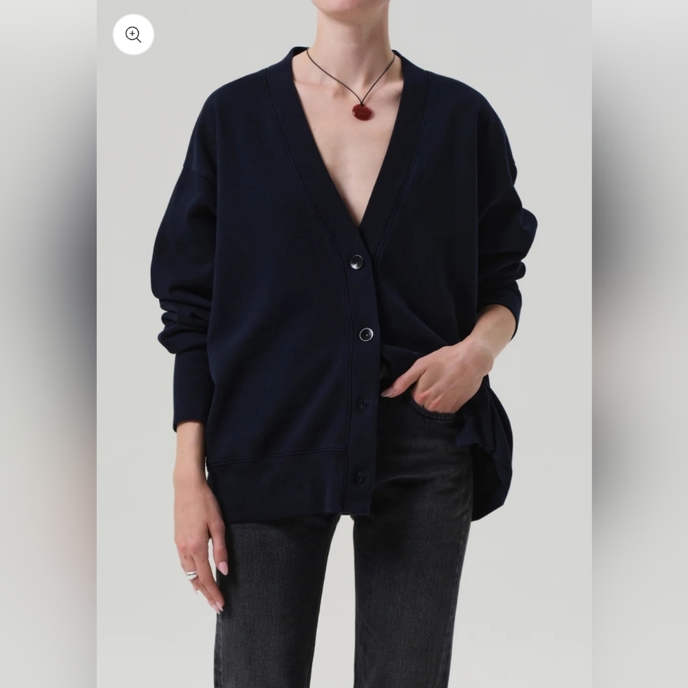 Citizens Of Humanity Fleece Cardigan In Navy